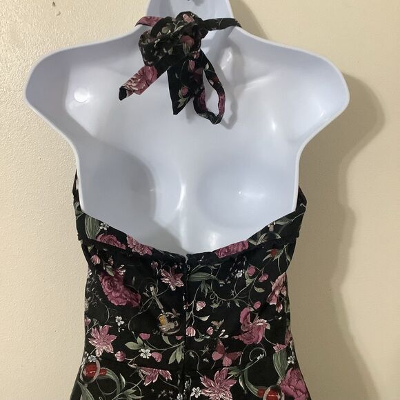 Hot Topic Black Novelty Bug Print Gothic Pin Up Rockabilly Halter Swing Dress M - Picture 7 of 10